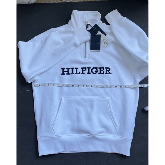 TOMMY HILFIGER MOCKNECK MONOTYPE ARCHIVE FIT SWEATSHIRT WHITE SZ XS - Picture 4 of 15